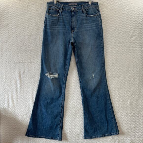 Joes Jeans Medium Wash Distressed High Rise Molly Flare Jeans Womens 32 NWT - Picture 1 of 15